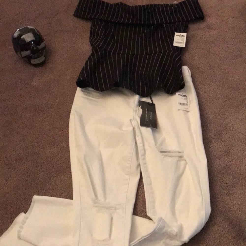 Pinstripe Peplum Top